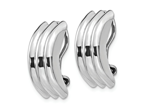 Rhodium Over 14k White Gold Omega Clip Non-pierced Earrings