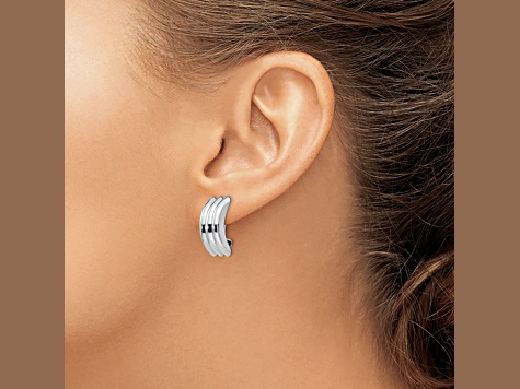 Rhodium Over 14k White Gold Omega Clip Non-pierced Earrings