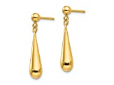14K Yellow Gold Teardrop Dangle Post Earrings