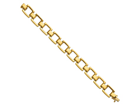 14K Yellow Gold Polished Square Link 7.25 Inch Bracelet