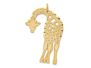 14k Yellow Gold Diamond-Cut and Satin Giraffe Pendant