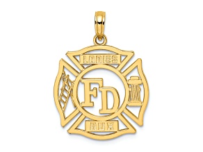14k Yellow Gold Fire Department Ladies Aux Shield pendant
