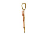 14k Yellow Gold and 14k Rose Gold Satin Small Girl with Bow on Right Charm