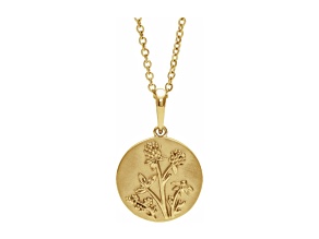 14K Yellow Gold Floral Pendant With Chain
