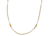 14K Yellow Gold Polished Cross Rosary 16-inch Necklace