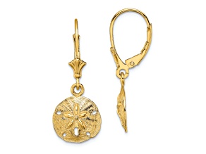14k Yellow Gold Polished Sand Dollar Dangle Earrings