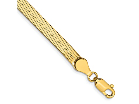 14K Yellow Gold 4mm Silky Herringbone Chain Bracelet