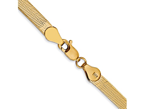 14K Yellow Gold 4mm Silky Herringbone Chain Bracelet