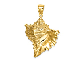 14k Yellow Gold Textured Conch Shell Pendant
