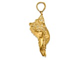 14k Yellow Gold Textured Conch Shell Pendant