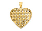 14k Yellow Gold 3D Cut-out Diamond-Cut Puffed Heart Pendant