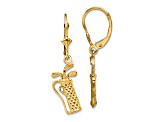 14k Yellow Gold Textured Golf Bag Dangle Earrings