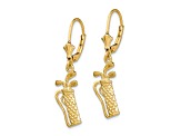 14k Yellow Gold Textured Golf Bag Dangle Earrings