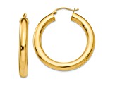 14k Yellow Gold 1 3/8" Polished Tube Hoop Earrings