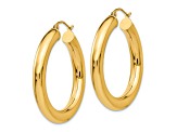 14k Yellow Gold 1 3/8" Polished Tube Hoop Earrings