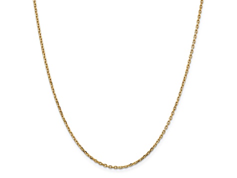 14K Yellow Gold 1.8mm Diamond-cut Round Open Link Cable Chain Necklace