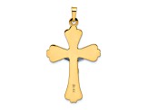 14k Yellow Gold and 14k White Gold Polished/Textured Solid INRI Crucifix Cross Pendant