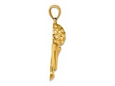 14k Yellow Gold Solid Polished and Textured Open-backed Golf pendant