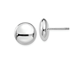 Rhodium Over 14k White Gold Polished 12mm Button Earrings