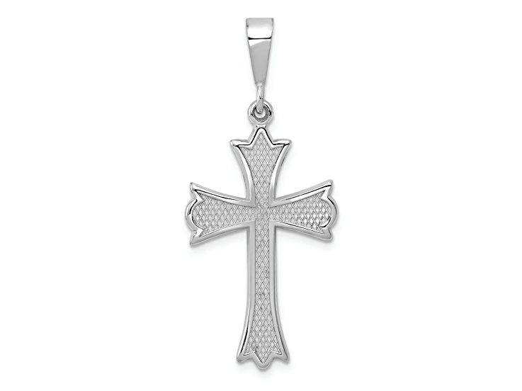 Rhodium over 14k White Gold Textured Cross Pendant