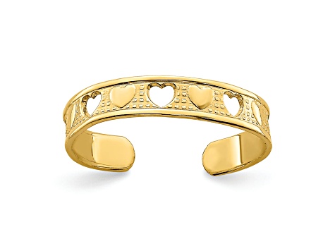 14K Yellow Gold Heart Design Toe Ring