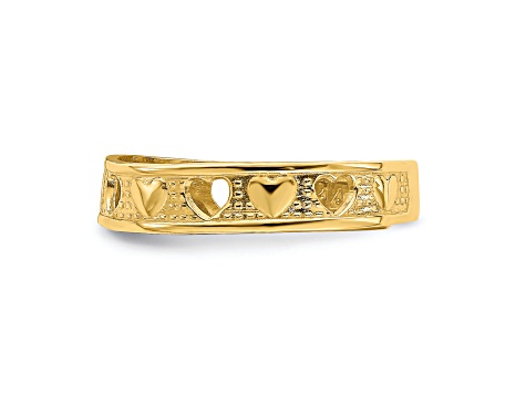14K Yellow Gold Heart Design Toe Ring