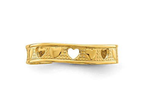 14K Yellow Gold Heart Design Toe Ring