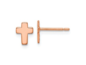 14k Yellow Gold Polished Cross Stud Earrings
