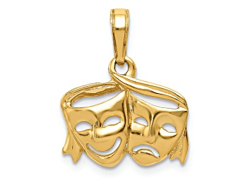 Picture of 10K Yellow Gold Polished Open-Backed Comedy and Tragedy Pendant