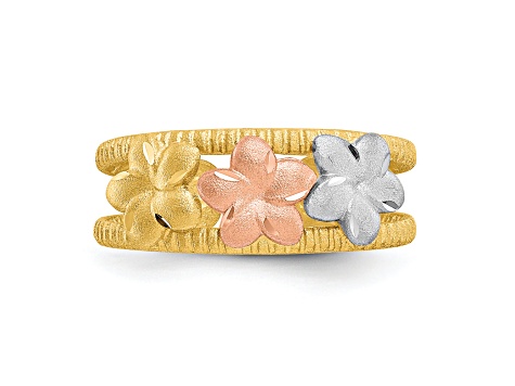 14K Tri-Color Plumeria Toe Ring