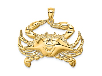 Picture of 14k Yellow Gold Textured Blue Crab Charm