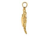 14k Yellow Gold Textured Blue Crab Charm