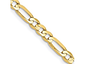 10k Yellow Gold 4mm Concave Open Figaro Link Bracelet