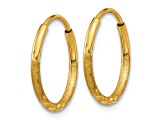 10k Yellow Gold 1/2" Satin and Diamond-Cut Endless Hoop Earrings