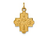 14K Yellow Gold Solid Satin Small 4-Way Medal Pendant
