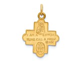 14K Yellow Gold Solid Satin Small 4-Way Medal Pendant