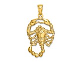14k Yellow Gold 3D Textured Large Scorpio Zodiac pendant