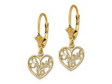 14k Yellow Gold Polished Sweet 16 Heart Dangle Earrings
