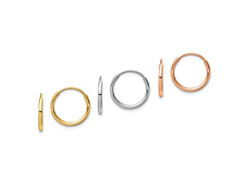 Picture of 14K Tri-color 3-pair Hoop Earrings Set