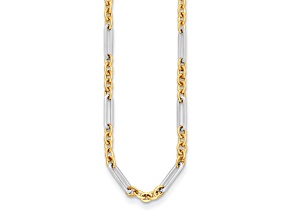 14K Two-tone Oval and Paperclip Link 16-inch Necklace