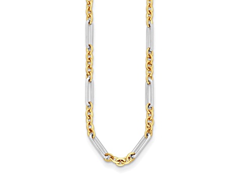 14K Two-tone Oval and Paperclip Link 18-inch Necklace