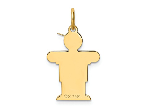 14k Yellow Gold Satin Small Boy with Hat and Heart Charm