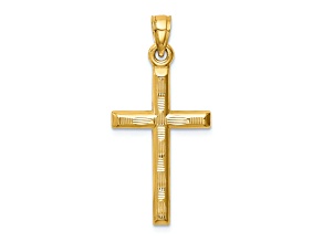 14k Yellow Gold Diamond-Cut Cross Pendant