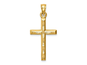 Picture of 14k Yellow Gold Diamond-Cut Cross Pendant
