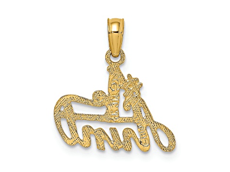 14k Yellow Gold Textured #1 Aunt Charm