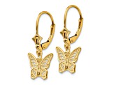 14k Yellow Gold Textured Butterfly Dangle Earrings