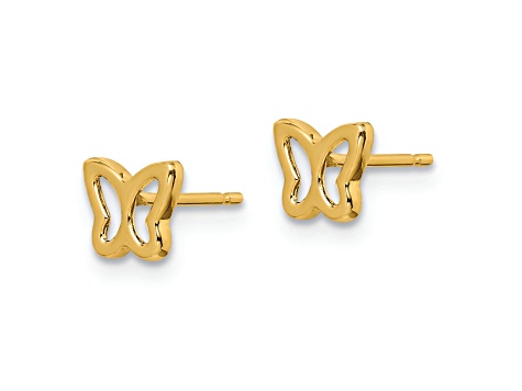14k Yellow Gold Children's Cut-out Butterfly Stud Earrings