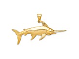 14k Yellow Gold 3D Polished Satin and Textured Swordfish Charm