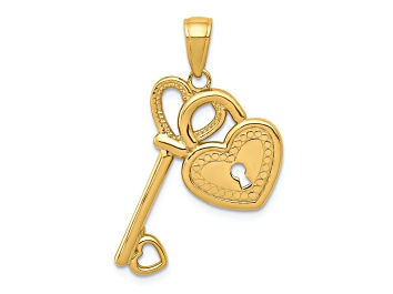 Picture of 14K Yellow Gold Polished Heart Key and Lock Charm