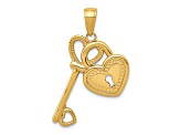 14K Yellow Gold Polished Heart Key and Lock Charm